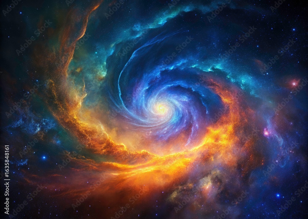 Obraz premium Cosmic Nebula Swirl: Galactic Vortex Starfield Art - Space Fantasy Background