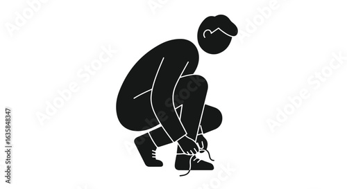 Person Tying Shoe Laces, No Background. For health, or sports usage