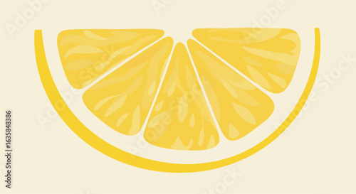 Isolated lemon wedge illustration on off-white background for design