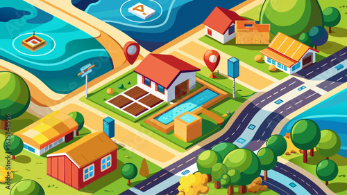 
very beautiful 
Land plot in aerial view. Gps registration survey of property, real estate for map with location, area. Concept for residential construction, development. Also house for sale, buy,
