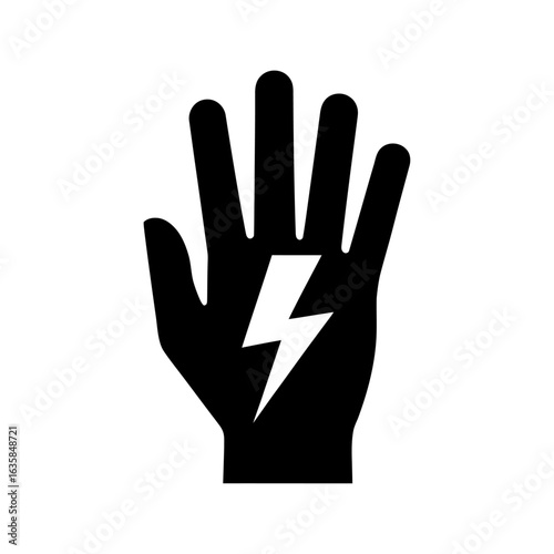 silhouette of hand with lightning bolt symbol