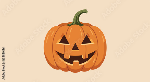 Carved pumpkin jack-o'-lantern, plain background, for holiday use
