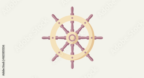 Helm on plain backdrop represents navigation, leadership, guidance. Vector use