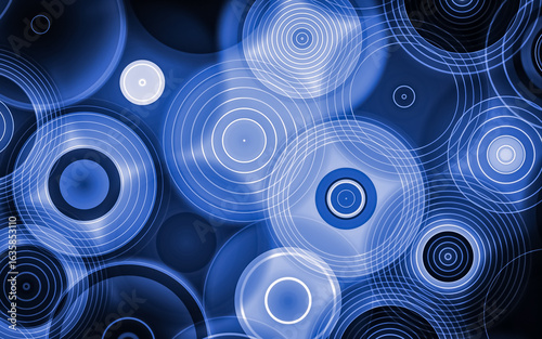 Wallpaper Mural Abstract blue circles and concentric rings overlapping on a dark background, a futuristic technological pattern Torontodigital.ca