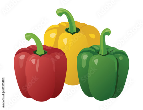 Colorful Bell Pepper Vegetable Pods Pile - Vector Illustration