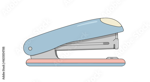 Isolated blue and pink stapler illustration on white, in office, business use