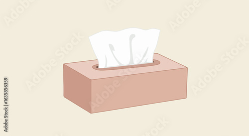 Box of tissues on neutral backdrop. Usable for health, comfort, or cleanliness needs