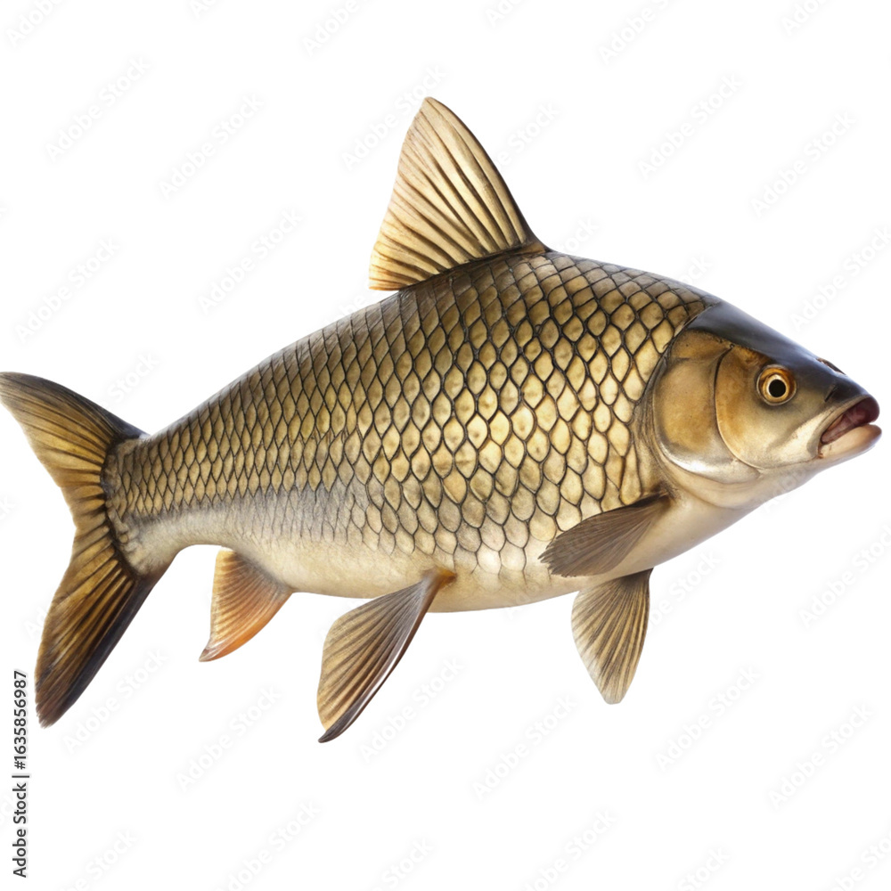 Fototapeta premium a single grass carp isolated on a white background.png