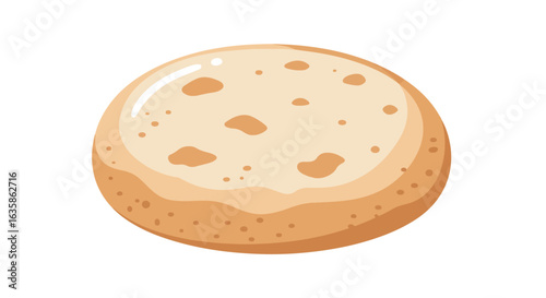 Round flatbread on white background for culinary applications