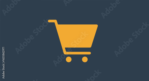 Golden shopping cart icon on dark background. Marketing purposes