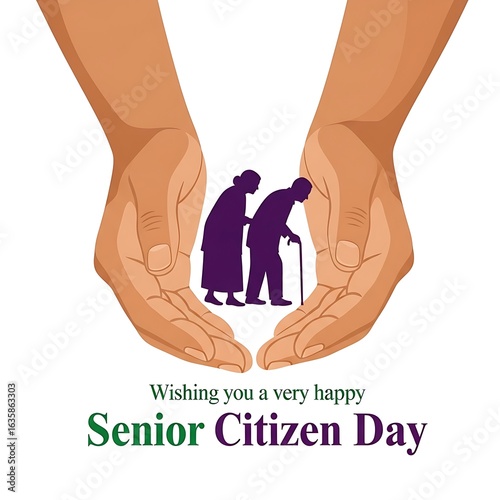Celebrating Senior Citizen Day Honoring and Protecting the Elderly with Caring Hands and Warm Wishes for a Joyful Day
