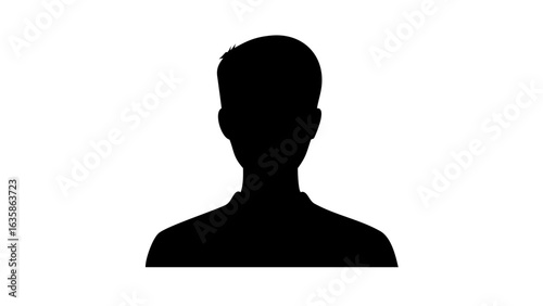 Silhouette of a person with short hair and visible shoulders against a white background image design