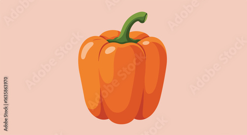 Orange pepper standing. In light background. For healthy recipe websites, cooking books