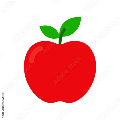Red apple clipart on white background Vector illustration