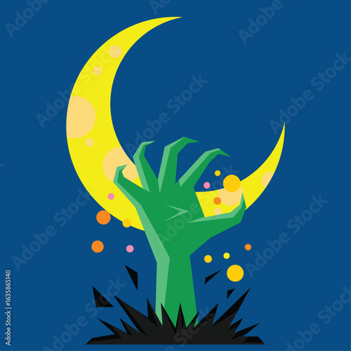illustration of zombies hand rise from land