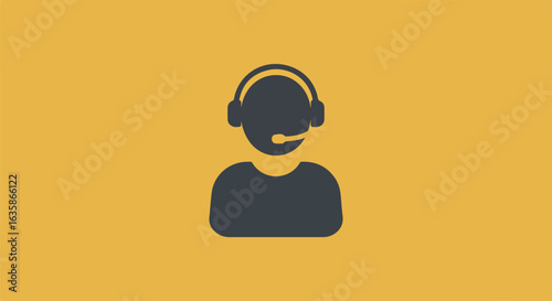 Operator icon with headset, on yellow background for customer assistance use