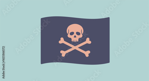 Jolly Roger waves for game over in a flat design style, on a plain background