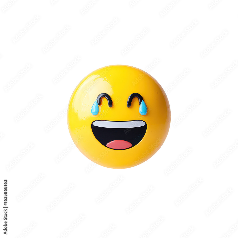 Fototapeta premium Laughing Emoji Ball with Tears of Joy on Transparent Background