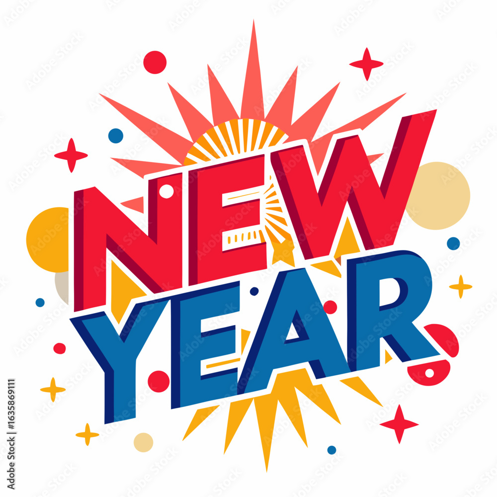 Fototapeta premium new year vector poster on white background