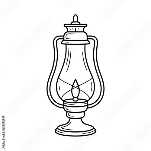 antique oil lamp vector 