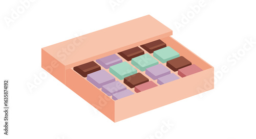 Isolated box of chocolate assorted candies for gifts on a clean background
