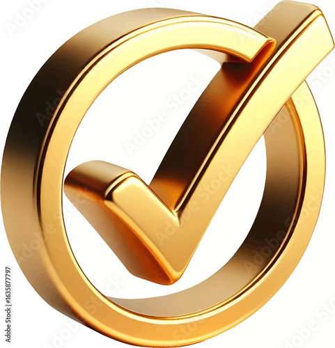 A golden checkmark symbol inside a golden circle, isolated on a white background.