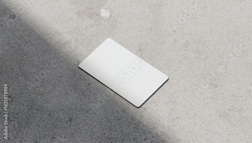 White Business Card Mockup on Concrete Stone Surface