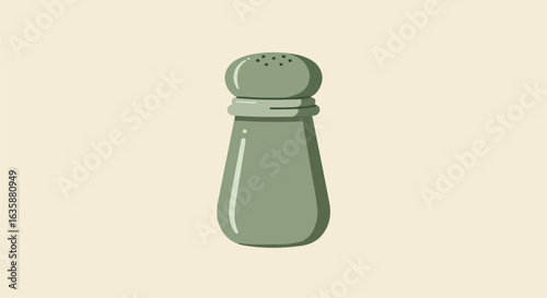 Green salt shaker sitting still on a beige background, ready for seasoning