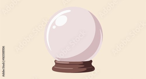 Clear future prediction globe on stand, on light background for graphic design use
