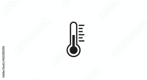 Icon of thermometer showing a high temperature, isolated on white for medical use
