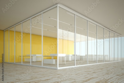 Modern office space with glass partition