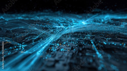 Blue digital network connections for cybersecurity promotions, software development, IoT presentations, and data flow concepts