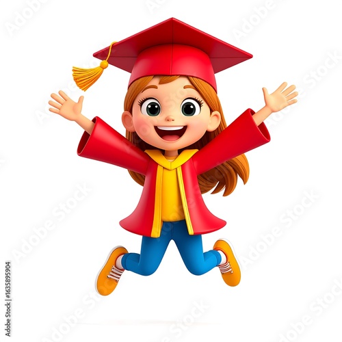 Excited child in graduation attire