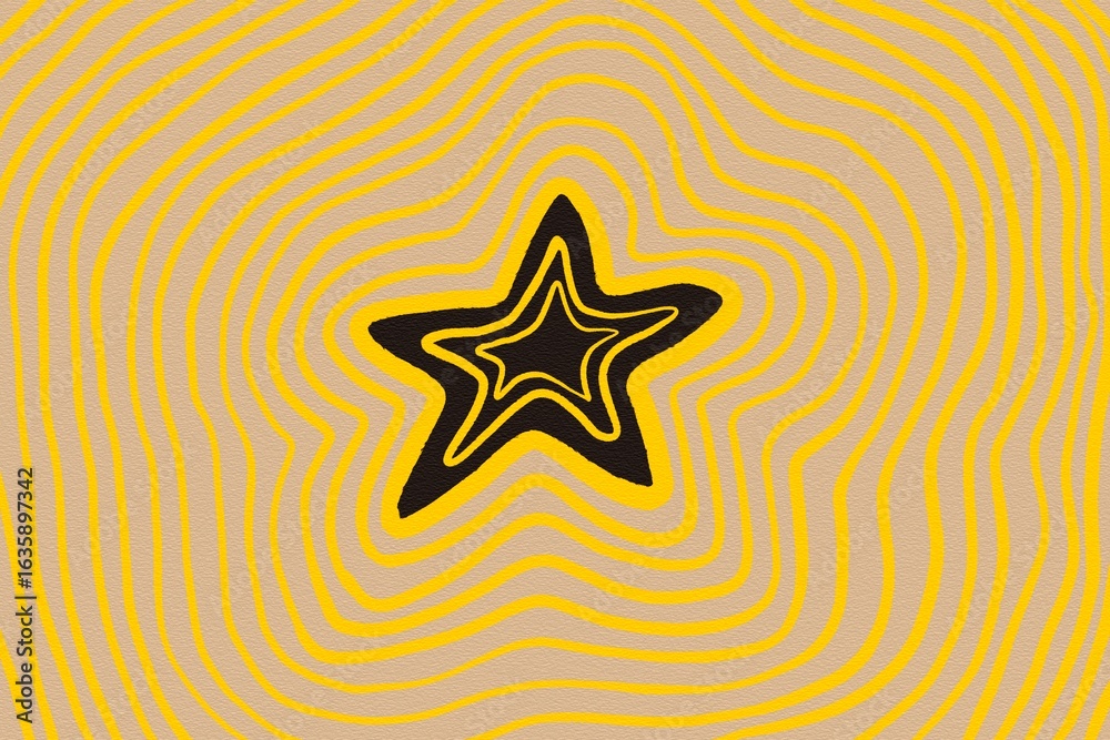 Fototapeta premium Colorful star pattern radiates dynamic energy with vibrant lines and layers in warm tones