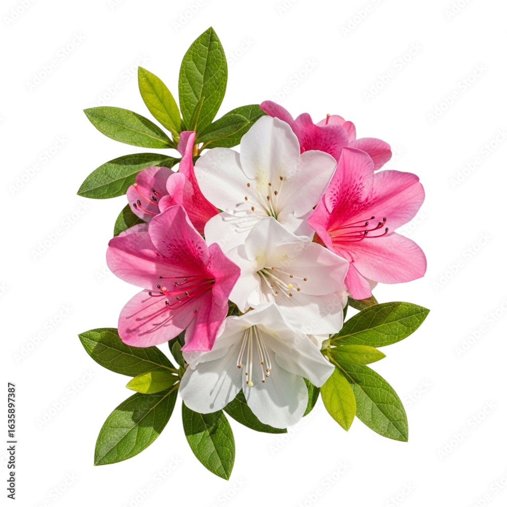 Obraz premium Pink and white azalea flowers isolated on transparent background