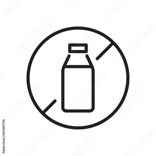 Lactose free line simple icon in a flat style. Milk, dairy products sign. Allergen free symbol, warning. Vector illustration. Editable stroke. Isolated on a white background.