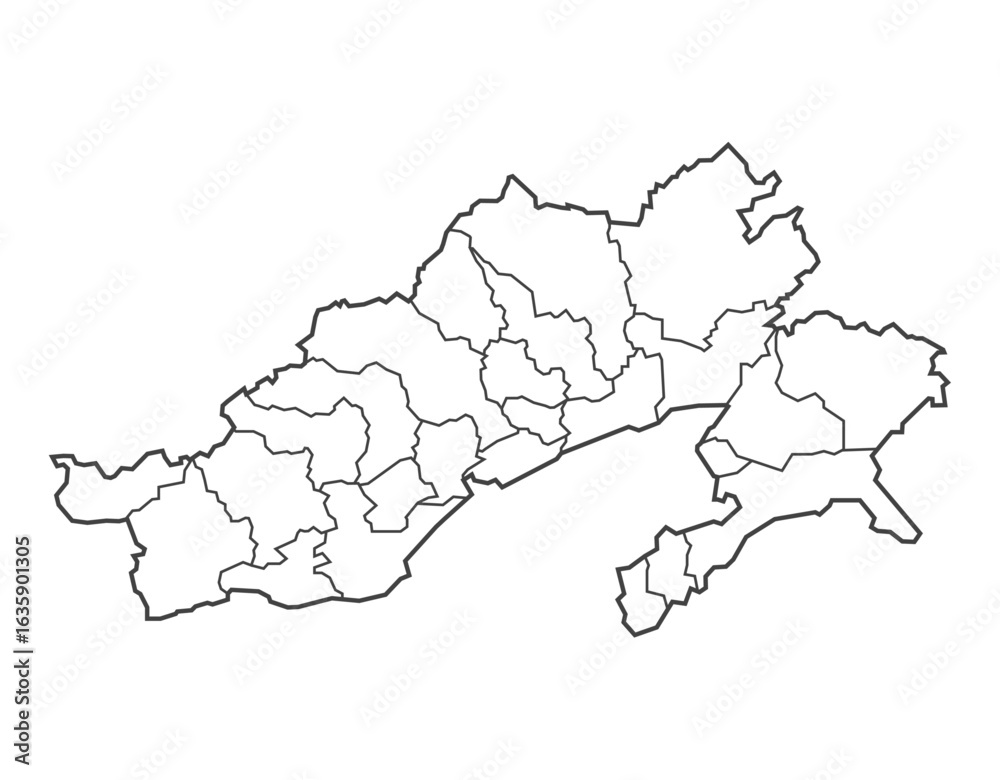 Fototapeta Arunachal Pradesh state map illustration with all districts borders line, India