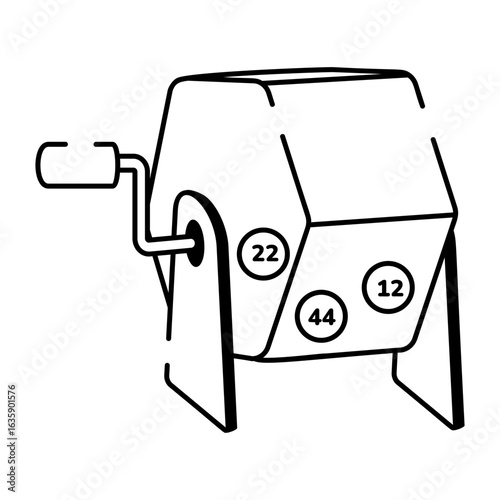 A doodle style icon showing a lotto machine 
