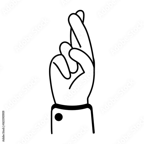 cross A doodle style icon denoting a cross finger gesture