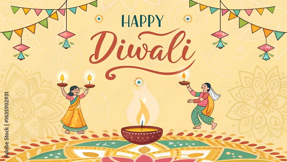 Fototapeta premium bright happy diwali greeting card