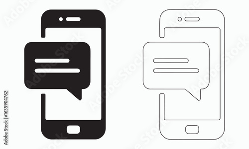 Two Smartphone Icons Showing Messaging bubble
