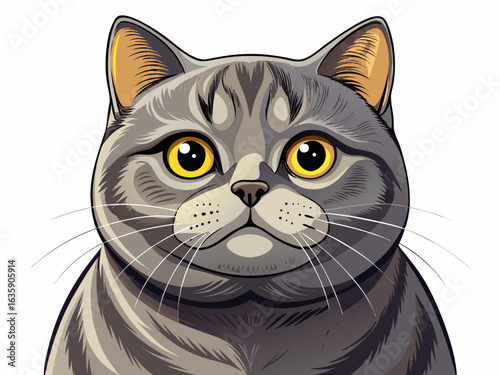 Adorable British Shorthair cat with striking yellow eyes, perfect for pet lovers and animal enthusiasts