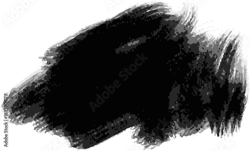 Vector art of single dark grunge brush stroke and splatter isolated on transparent background