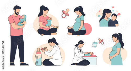 Illustrations Depicting Pregnancy Parenthood and Early Childcare Experiences