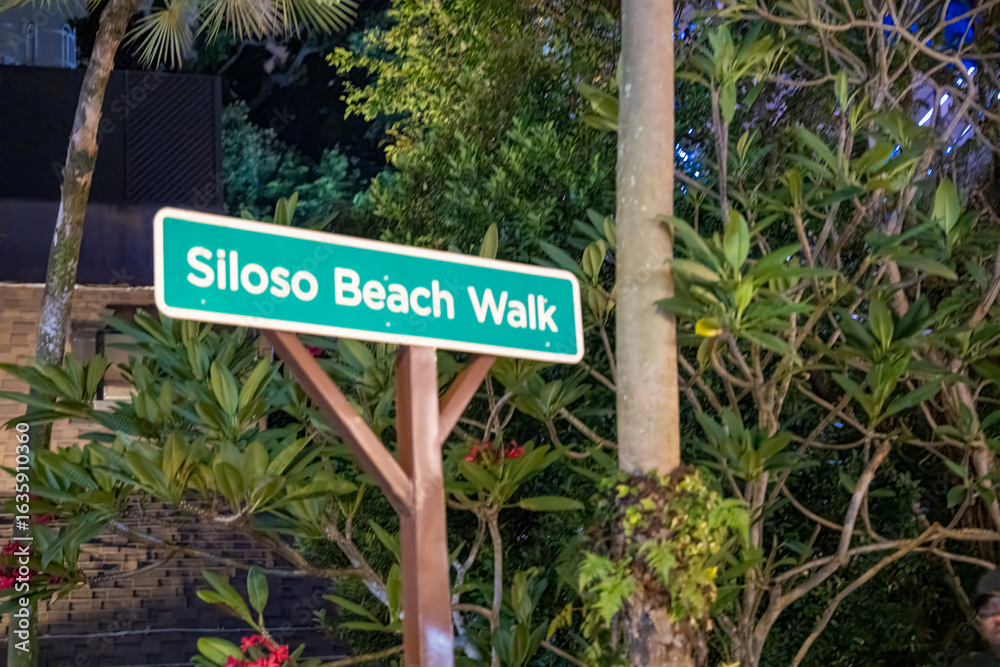 Fototapeta premium Siloso Beach Walk sign in Singapore