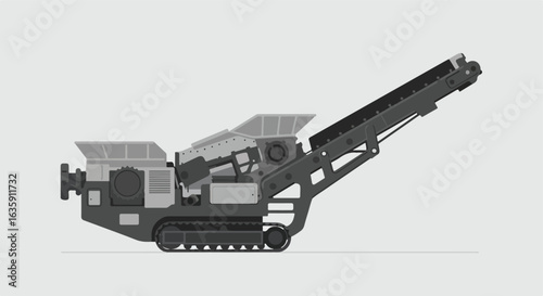 Heavy machinery Illustration of conveyor belt on treads, complex construction