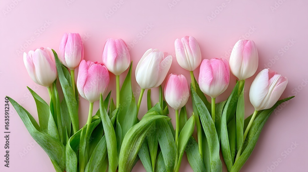 Fototapeta premium bouquet of pink tulips. Concept of plants and flowers