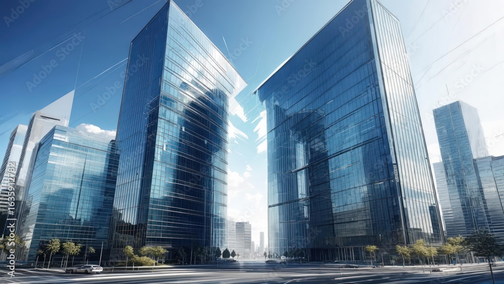 Fototapeta premium Modern city skyscrapers