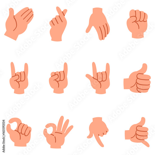 Hand Sign gesture Color icons