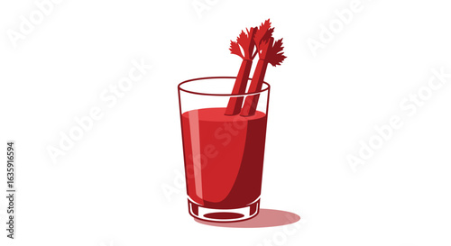 Bloody delight Red liquid, glass, celery garnish, healthy beverage, savory delight